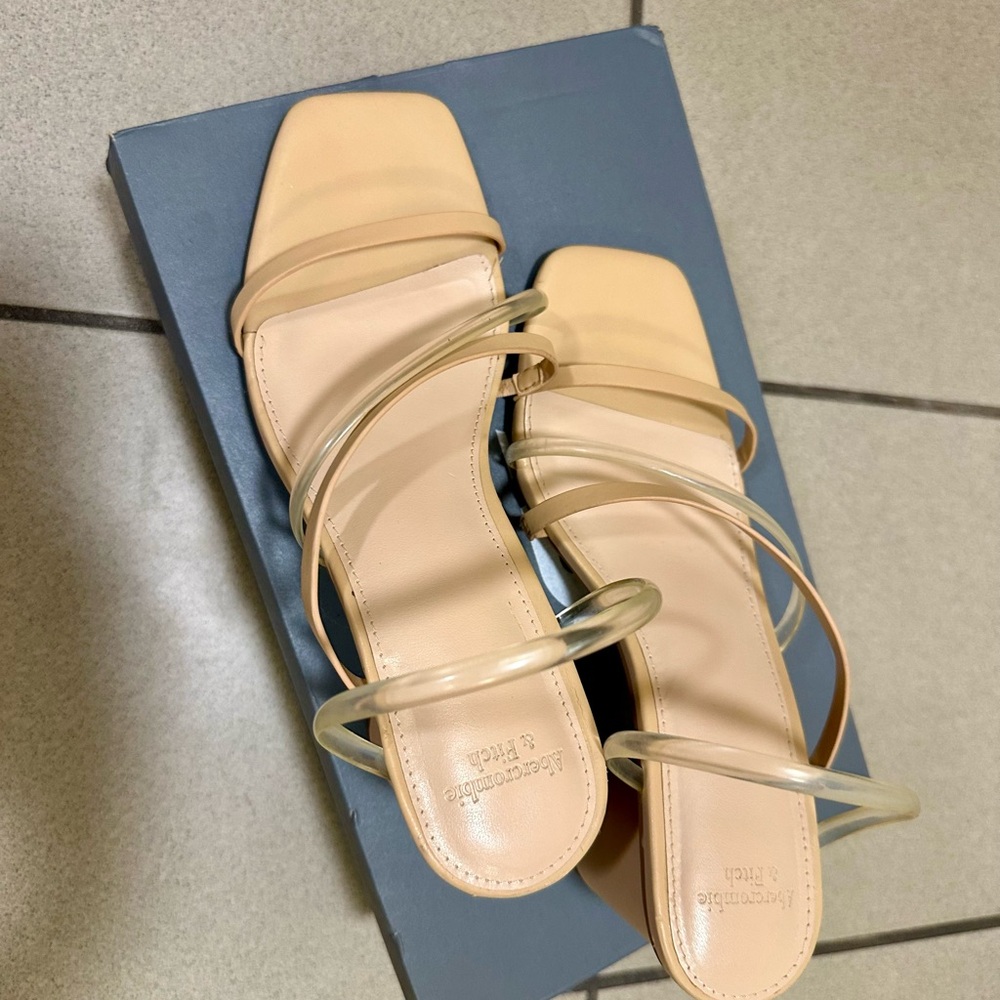 Abercrombie Nude Clear Strap Heels – Size 7.5